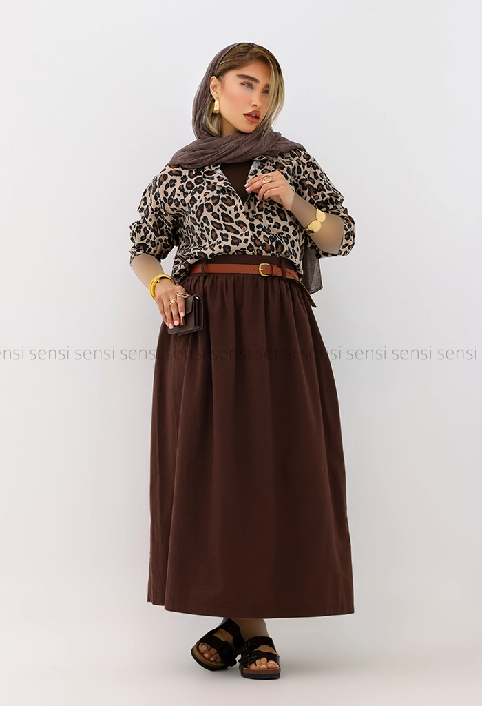 شومیز تک جیب پلنگی کد1005985